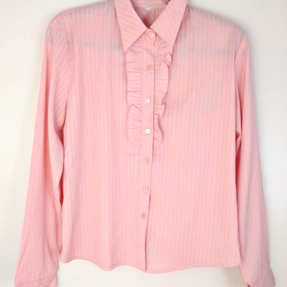Pink Striped Collared Long Sleeves Shirt - Picture 7 of 9